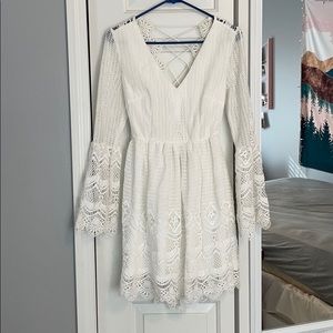 Lace Tie-Up White Dress (from boutique)